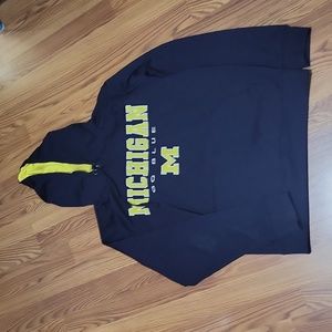 Mens M Michigan Wolverines hoodie sweatshirt sweater navy blue yellow colosseum